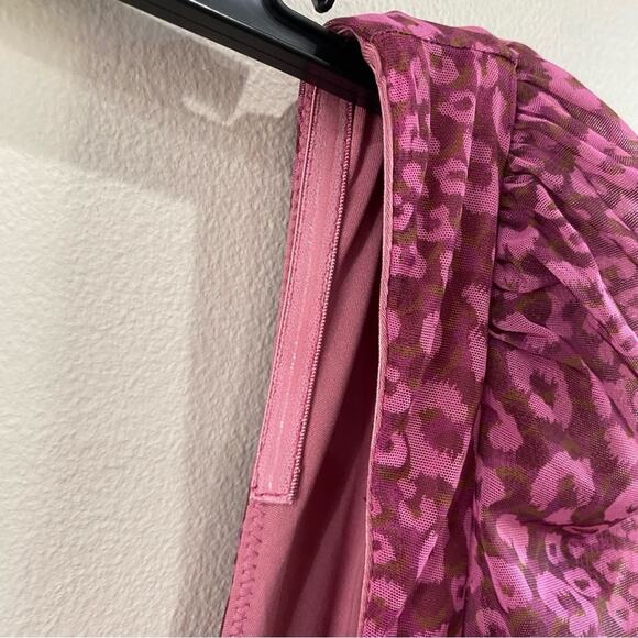 Oh Polly Purple Leopard Print Mesh Ruched Bodycon Dress Size 2 - Picture 8 of 8